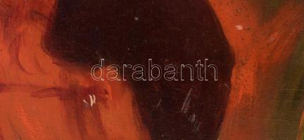 Horváth A jelzéssel: Cigarettázó hölgy. Olaj, falemez. Apró felületi sérülésekkel. Dekoratív fakeret...