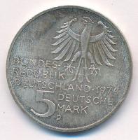 Német Szövetségi Köztársaság 1974D 5M Ag "Immanuel Kant" T:UNC,AU patina
Federal Republic...