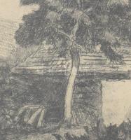Biai-Föglein István (1905-1974): Udvar. Rézkarc, papír. Jelzett. Üvegezett fakeretben. 19,5×29 cm