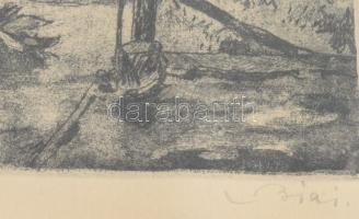Biai-Föglein István (1905-1974): Udvar. Rézkarc, papír. Jelzett. Üvegezett fakeretben. 19,5×29 cm