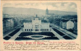 1900 Zagreb, Zágráb; Trg Franje Josipa / Franz Josefs-Platz / Ferenc József tér / square (vágott / c...