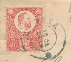 1873 Réznyomat 5kr távolsági levélen teljes tartalommal Poljánáról "KUTINA" - "SISAK&...