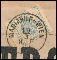 1858 Hírlapilleték 1kr az Esztergom és Vidéke 1883.03.18- számán luxus minőség / Newspaper duty stam...