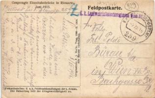 1916 Rzeszów, Rajsze; Gesprengte Eisenbahnbrücke in Rzeszów Juni 1915. K.u.k. Feldbuchhandlungen der...
