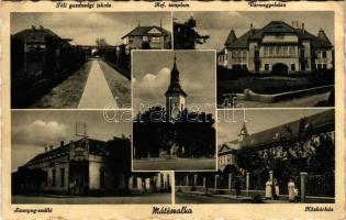 1938 Mátészalka, Téli gazdasági iskola, Református templom, Vármegyeháza, Szúnyog szálloda, Kórház. ...