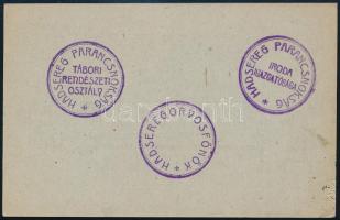 1919 Tábori posta levelezőlap "HADSEREGPARANCSNOKSÁG / Térparancsnokság" + 3 klf egyéb bél...