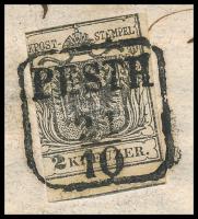 1853.10.21. Helyi levél HP 2kr szürkésfeke bélyeggel bérmentesítve, viaszpecséttel lezárva. Luxus mi...