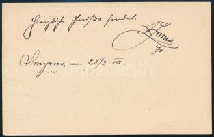 Olasz posta Levant 1910 20para felülnyomott díjjegyes levelezőlap osztrák-magyar haditengerészeti ti...