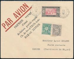 1925 Dakar-Zinder elsőrepülési levél portózva / Dakar-Zinder first flight cover with postage due