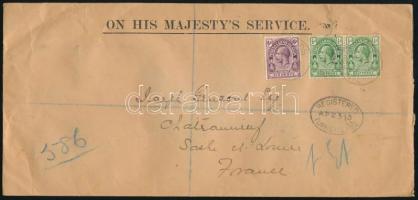 1913 Ajánlott levél "REGISTERED / TURKS ISLAND" - "CHATEAUNEUF" / Registered cov...
