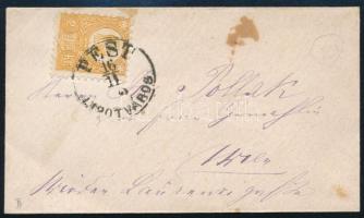 1872 Kisalakú nyomtatvány boríték 2kr bérmentesítéssel "PEST / LIPÓTVÁROS" - Wien / Small-...