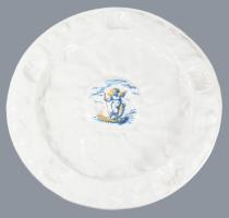 cca 1800 Nagyméretű olasz majolika dísztál. Deruta stílusú kerub mintás díszítéssel, anyagában formá...