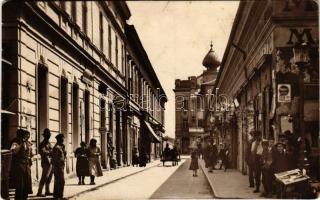 Pancsova, Pancevo; utca, Bogdanov és Schweizer üzlete / street view, shops (fa)