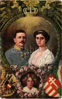 Kaiserpaar und Kronprinz; Charles IV and Zita, Otto, Viribus Unitis propaganda, coat of arms, K. Ph....