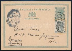 1896 Díjkiegészített díjjegyes levelezőlap Polára, vélhetően osztrák hadihajóról küldve / PS-card wi...