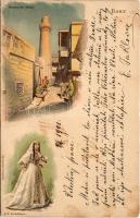 1901 Baku, Bakou; street view, folklore. Impr. Granbergs K. A. (Stockholm) Art Nouveau, litho (EB)