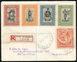 1939 Ajánlott, cenzúrázott levél "PORT MORESBY / PAPUA" - "ZÜRICH" / Registered,...