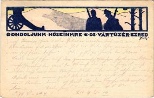 1917 'Gondoljunk hőseinkre: 6-os vártüzér ezred'. Rusznák és Türk kiadása / WWI Austro-Hun...