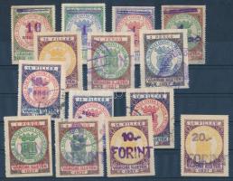 14 db Győr városi okmánybélyeg