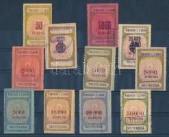 11 db Kaposvár városi okmánybélyeg