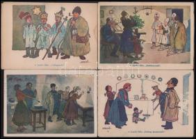 1925 14 db különböző vegyes minőségű Tombola-levelezőlap közte 7 használatlan tombolaszelvénnyel, 2 ...