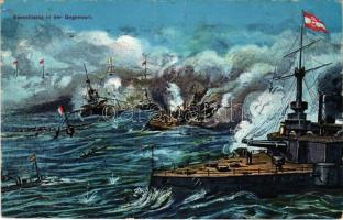 1915 Seeschlacht in der Gegenwart / WWI Austro-Hungarian Navy, K.u.K. Kriegsmarine art postcard, bat...