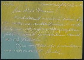 1942 Fémlemezbe vésett tábori lap az orosz frontról Vásárosnaményba. Érdekes darab!! / Field postcar...