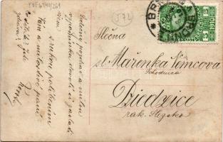 1910 Üdvözlet a Mikulástól / Christmas greeting art postcard with Saint Nicholas and children. photo