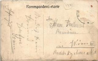 Gumpoldskirchen, Rathaus-Keller / inn. Art Nouveau montage frame wth men drinking, barrels and grape...