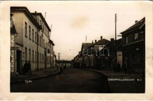 1942 Felsőpulya, Oberpullendorf; utca, vendéglő, Dr. E. Peyrer jegyző irodája, Franz Lemak üzlete, n...