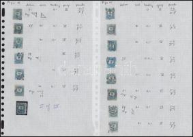 1874-1881 Színes számú 10kr tanulmány gyűjtemény részlet, sok száz ívhelyre azonosított bélyeg 9-100...