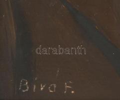 Bíró F. (Ferenc?) jelzéssel, XX. sz. első fele: Pipázó. Olaj, fa. Dekoratív fakeretben, 24x18 cm