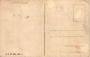 Rodel-Heil! C.H.W. VIII/2. 2507-1. / Krampus greeting art postcard, sledding, winter sport (felületi...