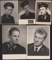 Bányász portrék, 5 db fotó, 8,5x6 cm és 12,5x9 cm között