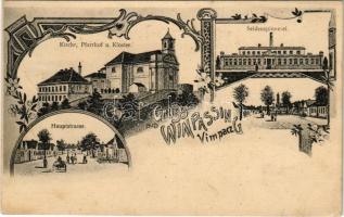 1912 Vimpác, Vimpas, Wimpassing an der Leitha; Kirche, Pfarrhof u. Kloster, Seidenspinnerei, Hauptst...