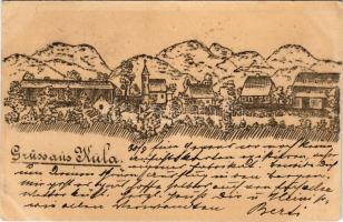 1901 Kúla, Bács-Kula, Kula; látkép / general view + barna 4 fillér Ga. (EB)