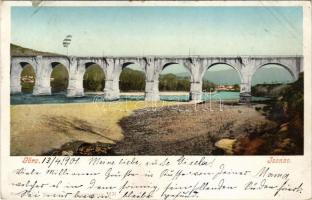 1901 Gorizia, Görz; bridge over Isonzo river (tiny tear)