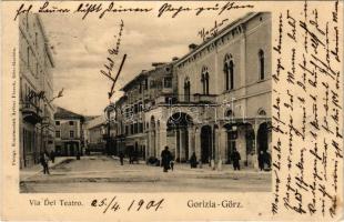 1901 Gorizia, Görz; Via del Teatro / theatre, street view. Fotogr. Kunstanstalt Arthur Floeck (EK)