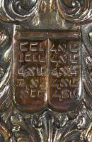 1836 Ezüst (Ag) tóra pajzs, kőtábla, oroszlán és korona díszítésekkel. 1836, orosz, 84 zolotniki jel...