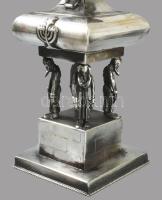 1889 Ezüst (Ag) besamin tartó torony, Mózes alakjaival díszítve. 1889, orosz, 84 zolotniki jel, m: 2...