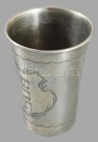 cca 1900 Ezüst (Ag) Kiddus pohár. Jelzett, Pest, 1872-1937 közötti fémjel, 800 ezrelékes ezüst, m: 8...