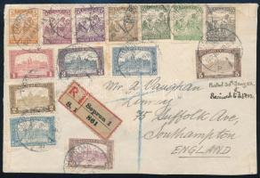 1922 Dekoratív ajánlott levél Sopronból Angliába, a soproni népszavazás dokumentuma! "SOPRON&qu...