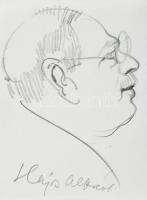 Gebhardt Béla (1901-1990): Hajós Alfréd arcképe. Ceruza, papír. Jelzés nélkül. 9,5x7 cm