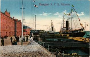 Shanghai, NYK Wharf (Nippon Yusen Kaisha shipping company), steamships, quay. Chrom. Edit. Kingshill...