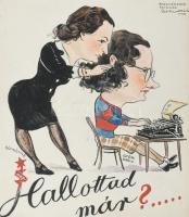 Gebhardt Béla (1901-1990): MKP, hallottad már, 1947 (karikatúra). Tus, akvarell, papír. Jelzett. 24x21 cm