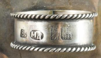 1889 Ezüst (Ag) esküvői gyűrű, vörös kővel. 1889, orosz, 84 zolotniki jel, d: 6 cm, bruttó 35g /// 1...