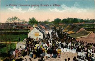 A Chinese Procession passing through a village. Chrom. Edit. Kingshill (Shanghai)