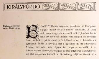 Király-fürdő. [Bp.,én., Hornyánszky Viktor-ny.), 10 sztl. Fekete-fehér fotókkal illusztrált fürdő pr...