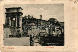 1902 Ancona, Panorama. Luigi Cesaretti / port, ships, church, triumphal arch (EM)