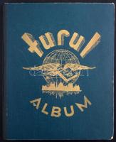Egyszerűsített Turul album néhány száz magyar és külföldi bélyeggel, benne pár FDC és kivágás
